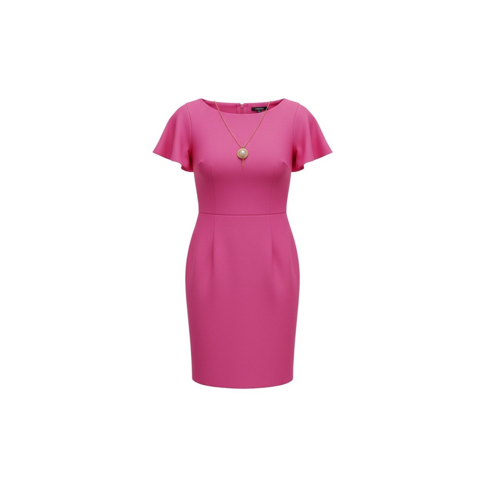 Oodji Sheath Dress Womens Size 38 Pink Flutter Sleeve Knee Length Cocktail
